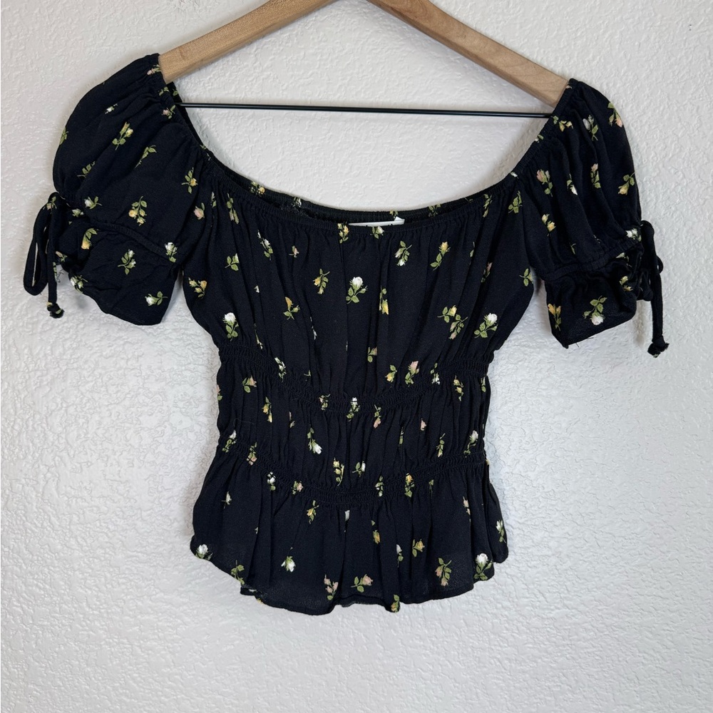 Reformation Solis Top in Briar Floral Black Medium Off The Shoulder $128 - Picture 7 of 16